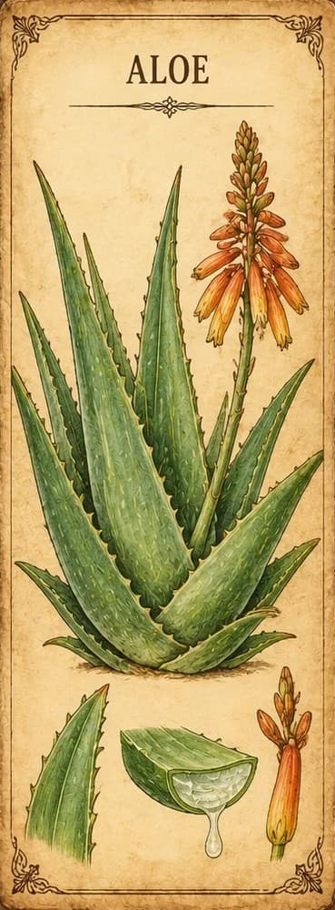 Botanical illustration of Aloe