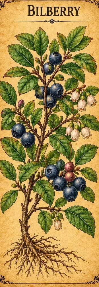 Botanical illustration of Bilberry