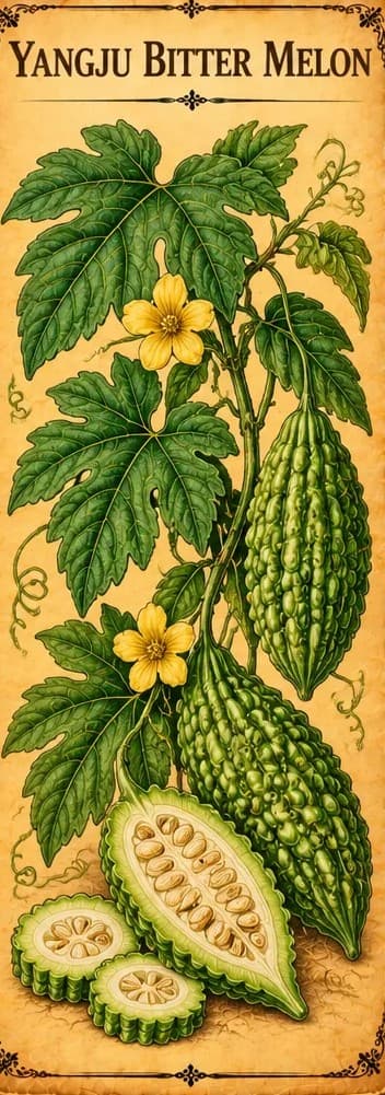 Botanical illustration of Bitter Melon