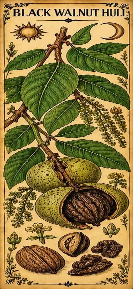 Botanical illustration of Black Walnut