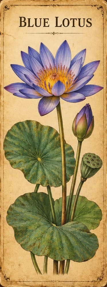 Botanical illustration of Blue Lotus