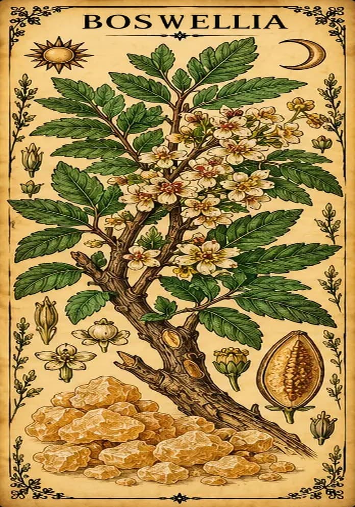 Botanical illustration of Boswellia
