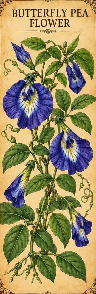 Botanical illustration of Butterfly Pea Flower