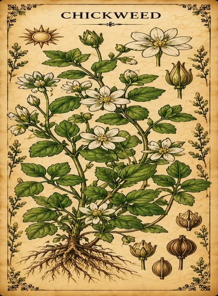 Botanical illustration of Chickweed
