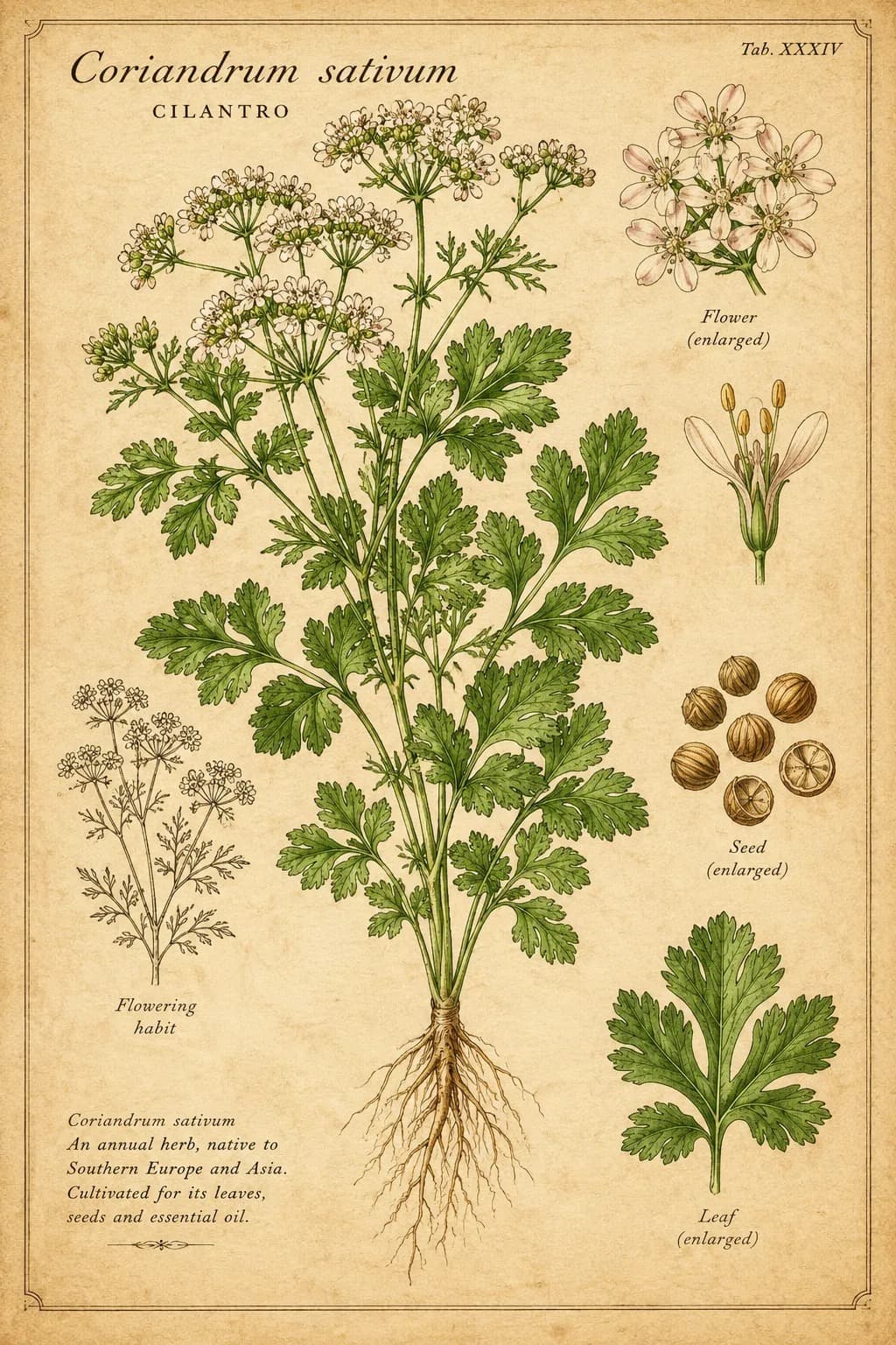 Botanical illustration of Cilantro