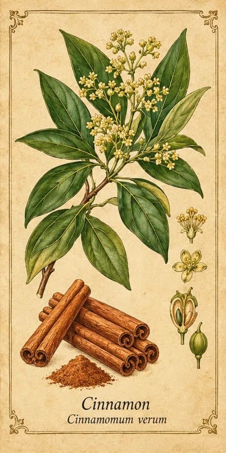 Botanical illustration of Cinnamon