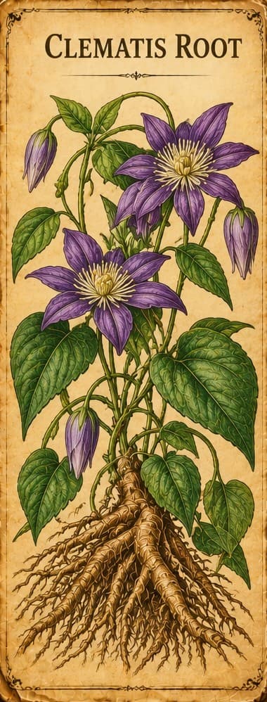 Botanical illustration of Clematis Root