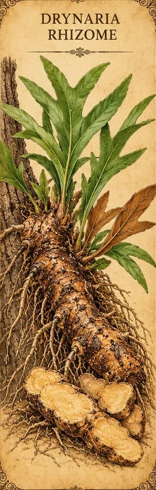 Botanical illustration of Drynaria Rhizome