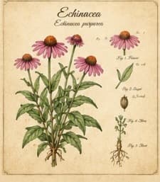 Botanical illustration of Echinacea
