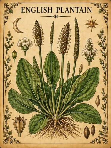 Botanical illustration of English Plantain