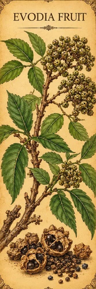 Botanical illustration of Evodia Fruit