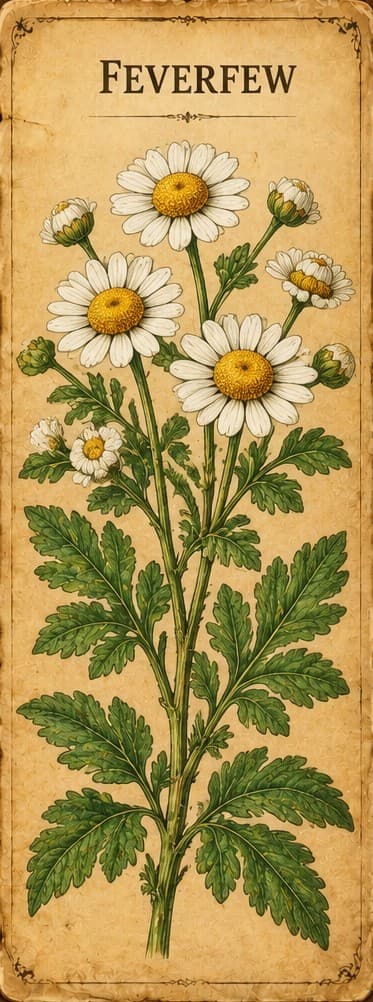 Botanical illustration of Feverfew