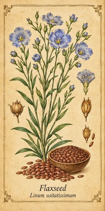 Botanical illustration of Flaxseed