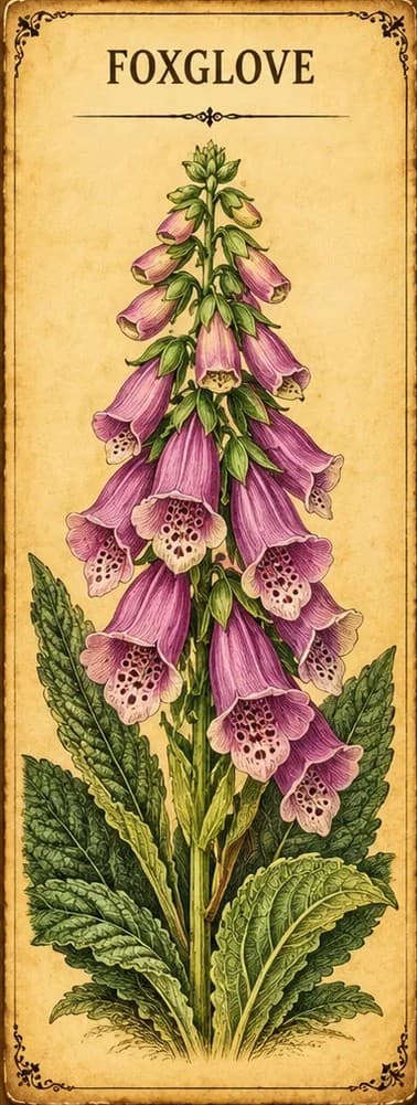 Botanical illustration of Foxglove