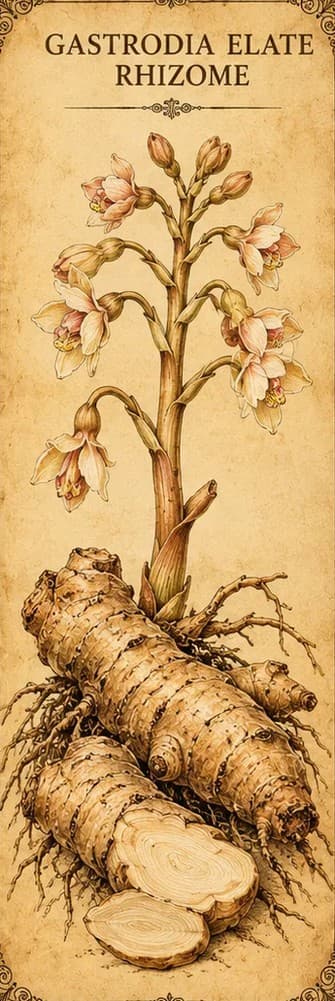 Botanical illustration of Gastrodia Elata Rhizome