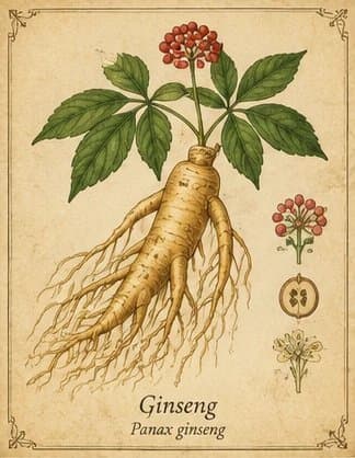 Botanical illustration of Ginseng