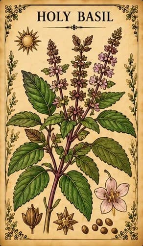 Botanical illustration of Holy Basil