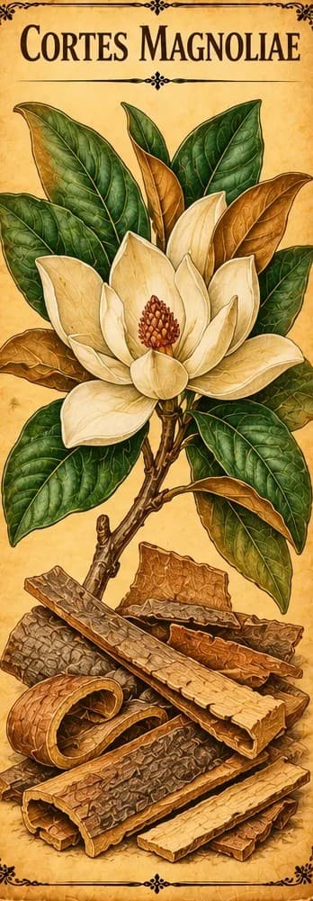 Botanical illustration of Magnolia Bark