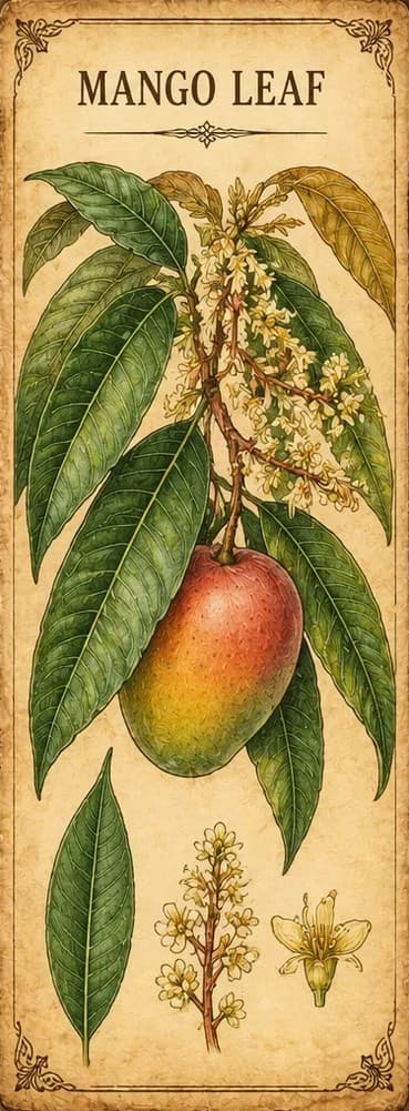 Botanical illustration of Mango Leaf