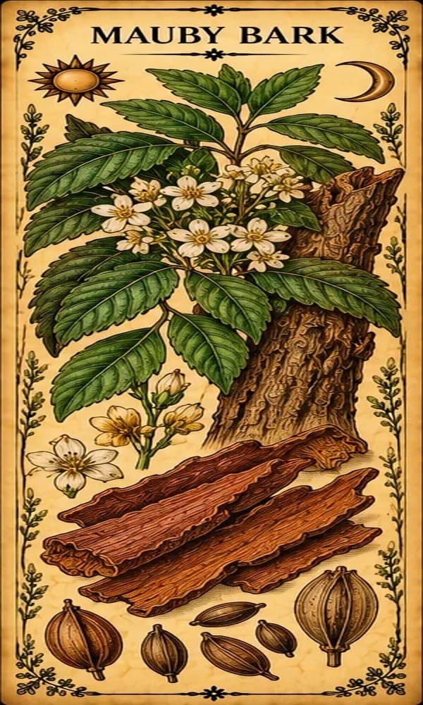 Botanical illustration of Mauby Bark