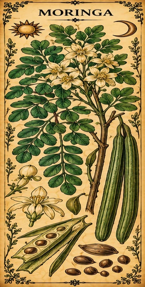 Botanical illustration of Moringa