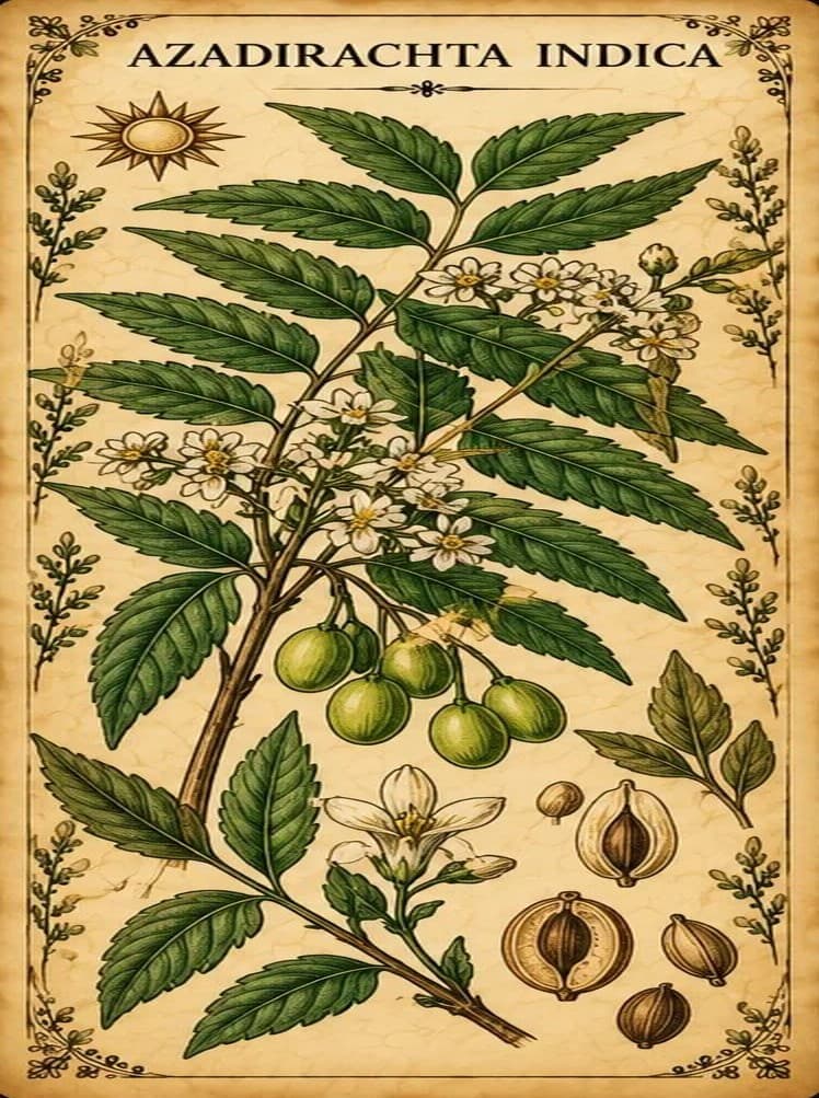 Botanical illustration of Neem