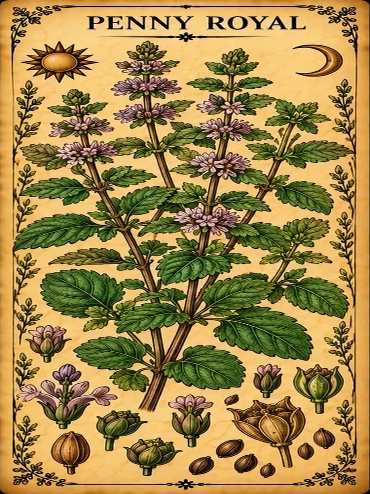 Botanical illustration of Penny Royal