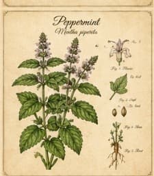 Botanical illustration of Peppermint