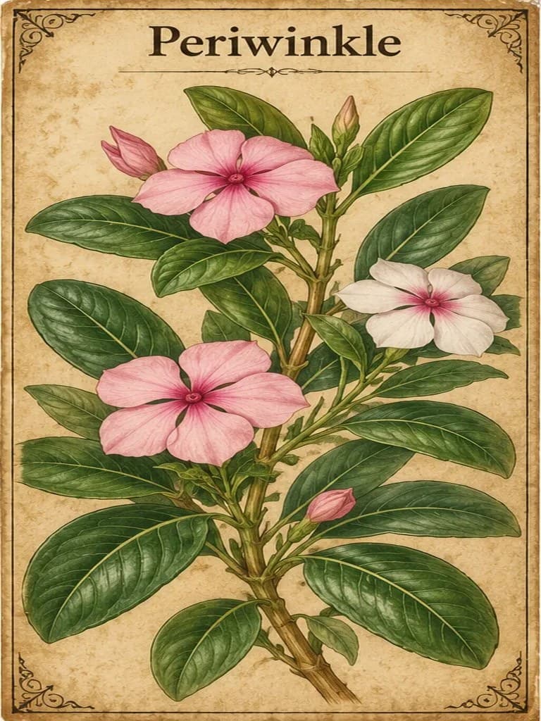Botanical illustration of Periwinkle