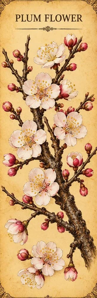 Botanical illustration of Plum Flower