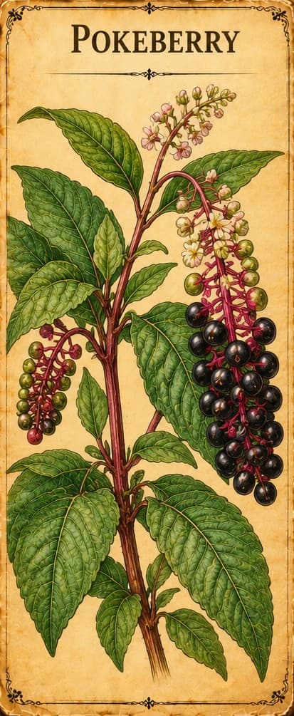 Botanical illustration of Pokeberry