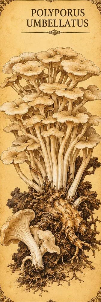 Botanical illustration of Polyporus Umbellatus