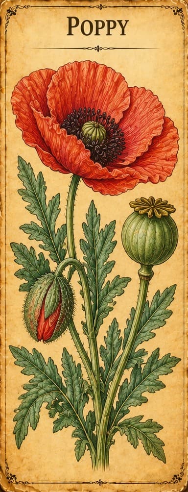 Botanical illustration of Poppy