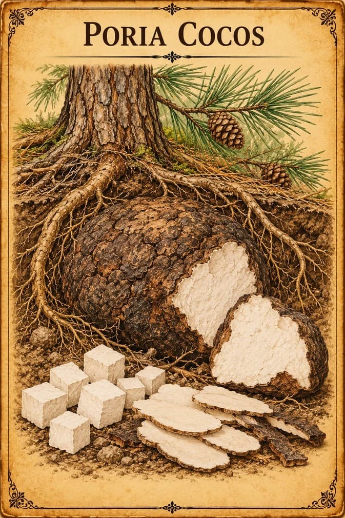 Botanical illustration of Poria Cocos