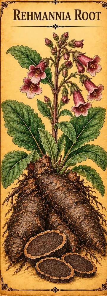 Botanical illustration of Rehmannia Root