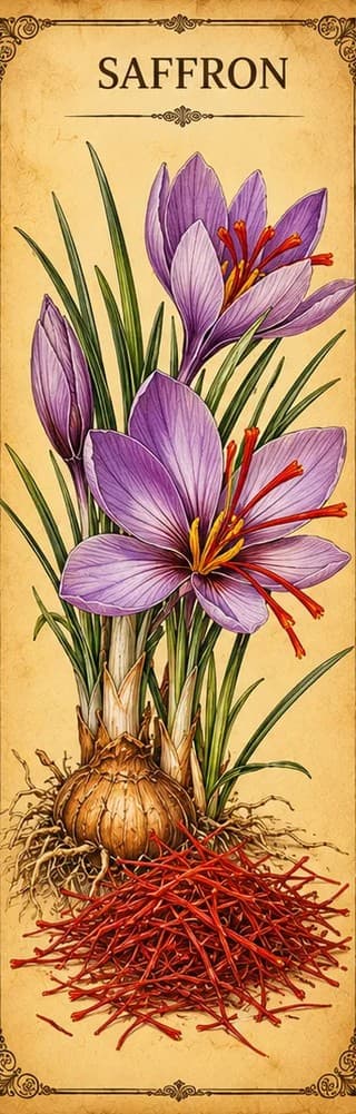 Botanical illustration of Saffron