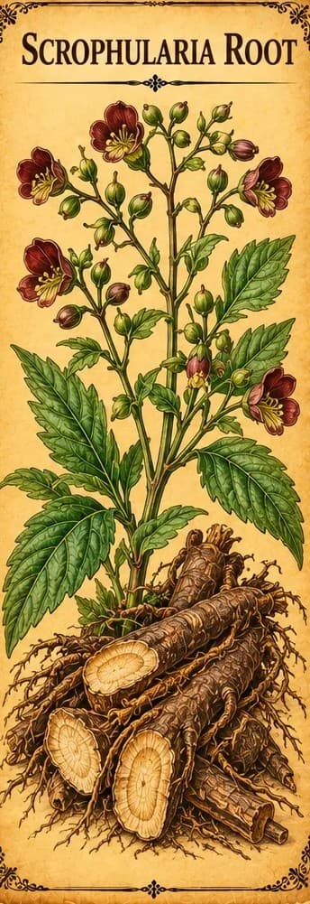 Botanical illustration of Scrophularia Root