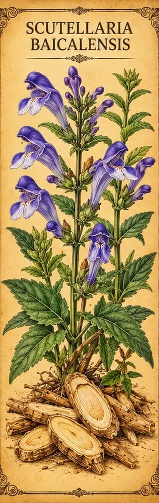 Botanical illustration of Scutellaria Baicalensis