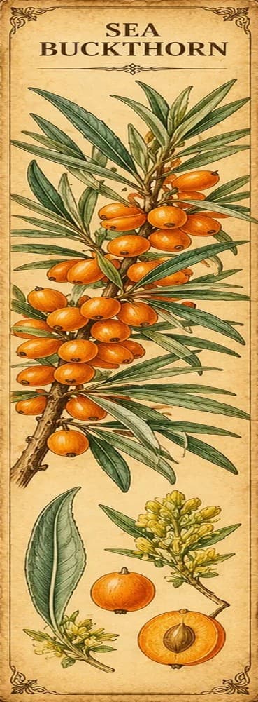 Botanical illustration of Sea Buckthorn