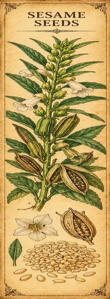 Botanical illustration of Sesame Seeds