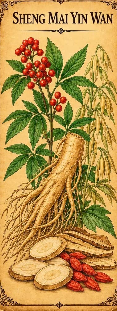 Botanical illustration of Sheng Mai Yin Wan