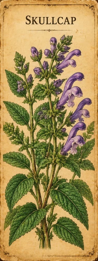 Botanical illustration of Skullcap