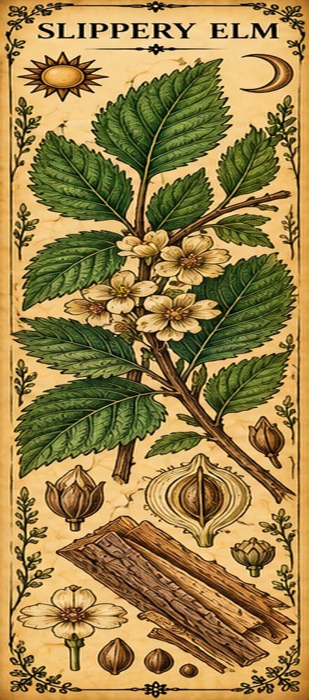 Botanical illustration of Slippery Elm