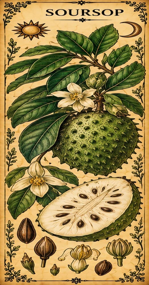 Botanical illustration of Soursop