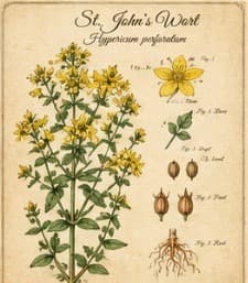 Botanical illustration of St. John's Wort