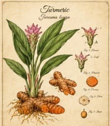 Botanical illustration of Turmeric
