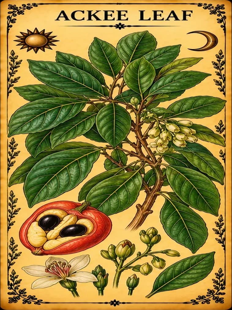 Botanical illustration of Ackee Leaf
