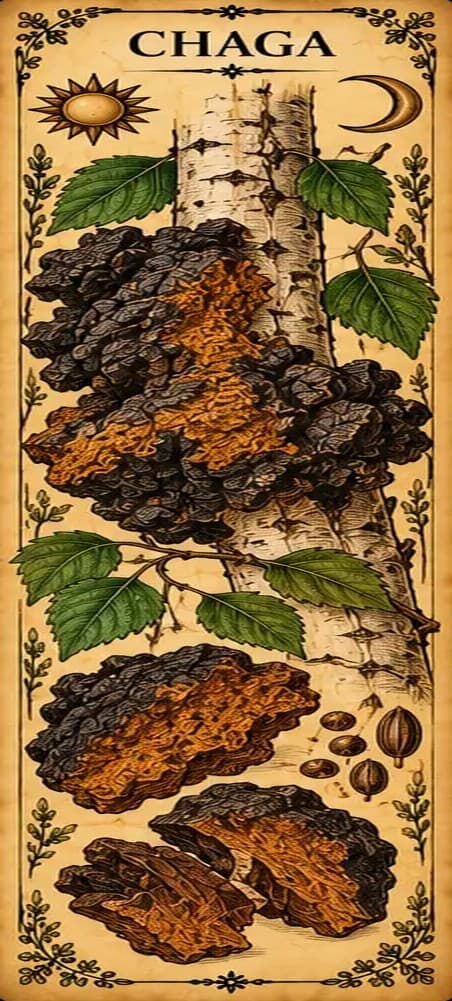 Botanical illustration of Chaga