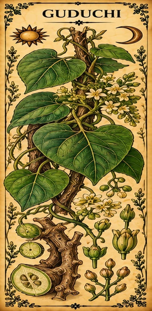 Botanical illustration of Giloy (Guduchi)