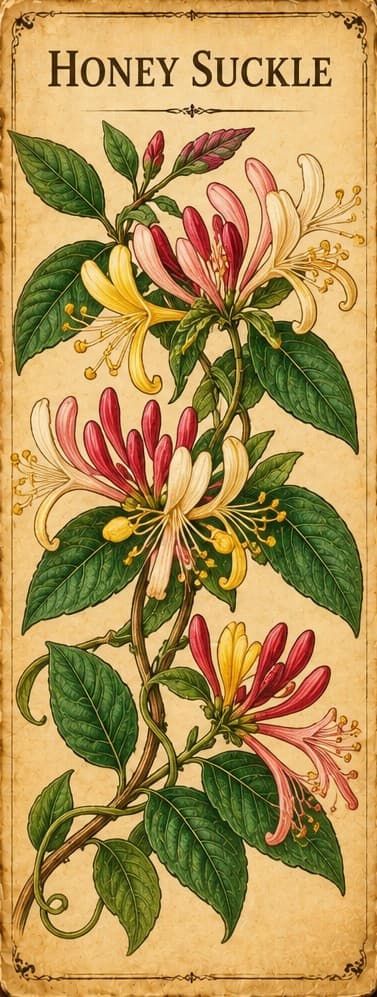 Botanical illustration of Honeysuckle
